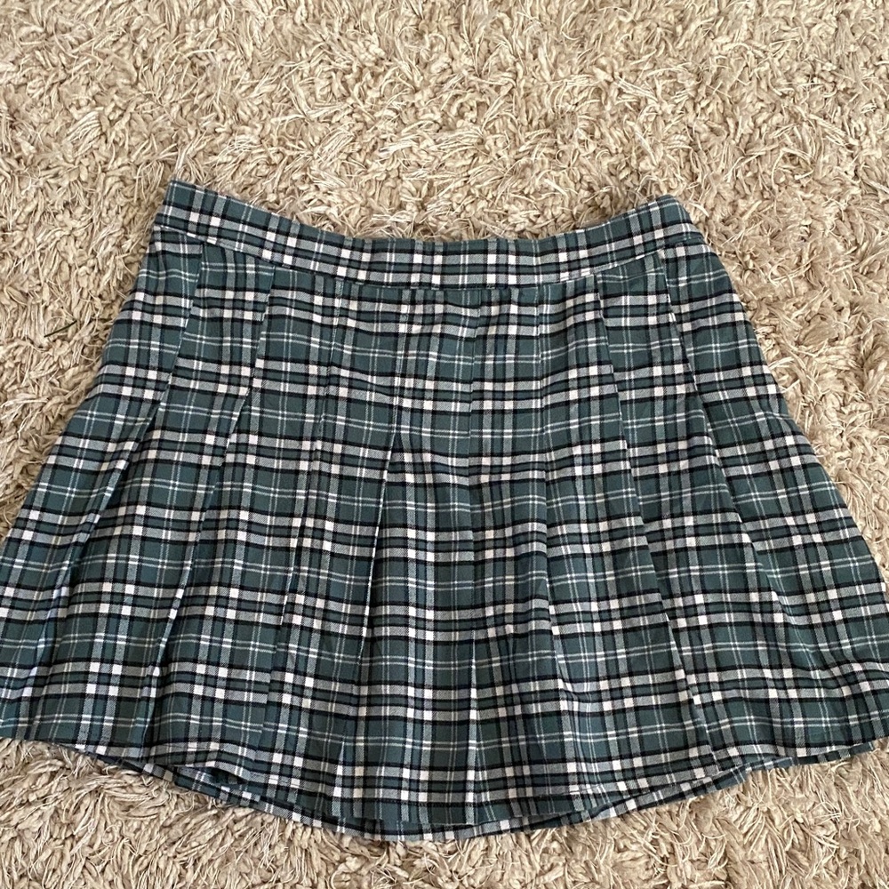 Hollister Green Plaid Mini Skirt